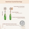 image:imageAustrian Crystal Teardrop Earrings Flower Dangle Earrings for Women 14K Gold Plated Drop Stud Earrings Hypoallergenic JewelryGreen