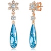image:imageAustrian Crystal Teardrop Earrings Flower Dangle Earrings for Women 14K Gold Plated Drop Stud Earrings Hypoallergenic JewelryAquamarine