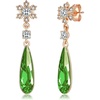 image:imageAustrian Crystal Teardrop Earrings Flower Dangle Earrings for Women 14K Gold Plated Drop Stud Earrings Hypoallergenic JewelryGreen