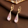 image:imageEVEVIC Teardrop Austrian Crystal Leverback Dangle Drop Earrings for Women  14K Gold PlatedClassic Teardrop EleganceLeverback for Easy Secure WearGift Box Included Brighten Up Daily and Party LooksPink