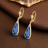 image:imageEVEVIC Teardrop Austrian Crystal Leverback Dangle Drop Earrings for Women  14K Gold PlatedClassic Teardrop EleganceLeverback for Easy Secure WearGift Box Included Brighten Up Daily and Party LooksBermuda Blue