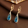 image:imageEVEVIC Teardrop Austrian Crystal Leverback Dangle Drop Earrings for Women  14K Gold PlatedClassic Teardrop EleganceLeverback for Easy Secure WearGift Box Included Brighten Up Daily and Party LooksDark Blue