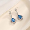 image:imageEVEVIC Trendy Austrian Crystal Teardrop Halo Hollow Drop Earrings for Women 14K Gold Plated Dangle Earring Hypoallergenic Jewelry GiftDark Blue