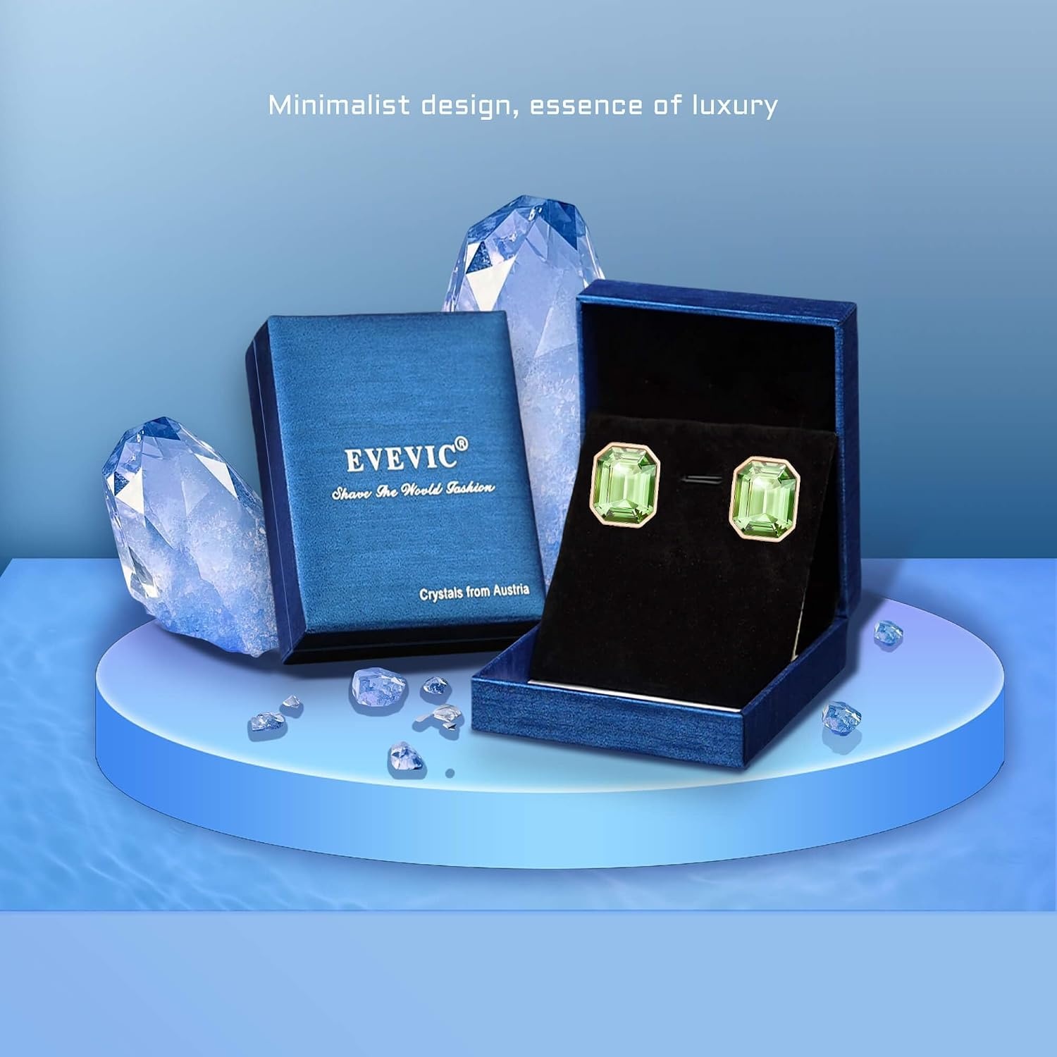 image:imageOctagon Austrian Crystal Dainty Stud Earrings for Women  14K Gold PlatedHypoallergenic S925 Sterling Silver PostBrilliant Octagon CutMinimalist Design for Daily LooksFern Green