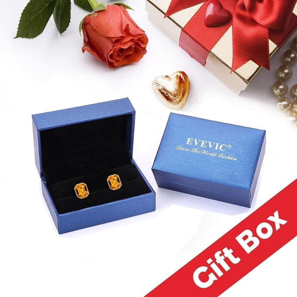 image:imageOctagon Austrian Crystal Dainty Stud Earrings for Women  14K Gold PlatedHypoallergenic S925 Sterling Silver PostBrilliant Octagon CutMinimalist Design for Daily LooksRoyal Blue