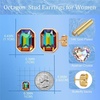 image:imageOctagon Austrian Crystal Dainty Stud Earrings for Women  14K Gold PlatedHypoallergenic S925 Sterling Silver PostBrilliant Octagon CutMinimalist Design for Daily LooksVitrail Medium
