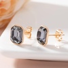 image:imageOctagon Austrian Crystal Dainty Stud Earrings for Women  14K Gold PlatedHypoallergenic S925 Sterling Silver PostBrilliant Octagon CutMinimalist Design for Daily LooksBlack