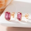image:imageOctagon Austrian Crystal Dainty Stud Earrings for Women  14K Gold PlatedHypoallergenic S925 Sterling Silver PostBrilliant Octagon CutMinimalist Design for Daily LooksPink