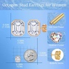 image:imageOctagon Austrian Crystal Dainty Stud Earrings for Women  14K Gold PlatedHypoallergenic S925 Sterling Silver PostBrilliant Octagon CutMinimalist Design for Daily LooksClear White