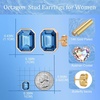 image:imageOctagon Austrian Crystal Dainty Stud Earrings for Women  14K Gold PlatedHypoallergenic S925 Sterling Silver PostBrilliant Octagon CutMinimalist Design for Daily LooksDark Blue