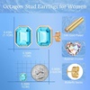 image:imageOctagon Austrian Crystal Dainty Stud Earrings for Women  14K Gold PlatedHypoallergenic S925 Sterling Silver PostBrilliant Octagon CutMinimalist Design for Daily LooksAqua Blue