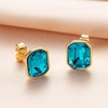 image:imageOctagon Austrian Crystal Dainty Stud Earrings for Women  14K Gold PlatedHypoallergenic S925 Sterling Silver PostBrilliant Octagon CutMinimalist Design for Daily LooksAqua Blue