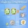 image:imageOctagon Austrian Crystal Dainty Stud Earrings for Women  14K Gold PlatedHypoallergenic S925 Sterling Silver PostBrilliant Octagon CutMinimalist Design for Daily LooksFern Green