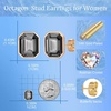 image:imageOctagon Austrian Crystal Dainty Stud Earrings for Women  14K Gold PlatedHypoallergenic S925 Sterling Silver PostBrilliant Octagon CutMinimalist Design for Daily LooksBlack