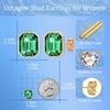 image:imageOctagon Austrian Crystal Dainty Stud Earrings for Women  14K Gold PlatedHypoallergenic S925 Sterling Silver PostBrilliant Octagon CutMinimalist Design for Daily LooksGreen