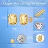 image:imageOctagon Austrian Crystal Dainty Stud Earrings for Women  14K Gold PlatedHypoallergenic S925 Sterling Silver PostBrilliant Octagon CutMinimalist Design for Daily LooksChampagne