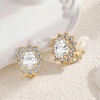 image:imageOval Austrian Crystal Halo Clip On Earrings for Women  Oval Austrian Crystal with Zircon Halo14K GoldPlatedSilicone Comfort PadGift Box IncludedFor Daily and Evening EventsWhite Clear
