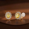 image:imageOval Austrian Crystal Halo Clip On Earrings for Women  Oval Austrian Crystal with Zircon Halo14K GoldPlatedSilicone Comfort PadGift Box IncludedFor Daily and Evening EventsYellow
