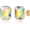 image:imageOctagon Austrian Crystal Dainty Stud Earrings for Women  14K Gold PlatedHypoallergenic S925 Sterling Silver PostBrilliant Octagon CutMinimalist Design for Daily LooksAurora Borealis
