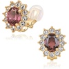 image:imageOval Austrian Crystal Halo Clip On Earrings for Women  Oval Austrian Crystal with Zircon Halo14K GoldPlatedSilicone Comfort PadGift Box IncludedFor Daily and Evening EventsAntique Pink