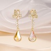 image:imageCute Butterfly Austrian Crystal Teardrop Dangle Earrings for Women Trendy Drop Earring 14K Gold Plated Hypoallergenic JewelryAurora Borealis