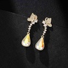 image:imageCute Butterfly Austrian Crystal Teardrop Dangle Earrings for Women Trendy Drop Earring 14K Gold Plated Hypoallergenic JewelryAurora Borealis