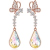 image:imageCute Butterfly Austrian Crystal Teardrop Dangle Earrings for Women Trendy Drop Earring 14K Gold Plated Hypoallergenic JewelryAurora Borealis