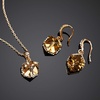 image:imageEVEVIC Austrian Crystal Cube Pendant Necklace and Earrings Set for WomenLight Topaz Rose Goldtone