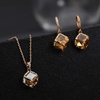 image:imageEVEVIC Austrian Crystal Cube Pendant Necklace and Earrings Set for WomenLight Topaz Rose Goldtone