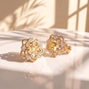 image:imageEVEVIC Austrian Crystal Flower Clip On Earrings for Women 14K Gold PlatedChampagne