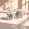 image:imageEVEVIC Austrian Crystal Flower Clip On Earrings for Women 14K Gold PlatedGreen