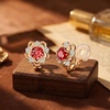 image:imageEVEVIC Austrian Crystal Flower Clip On Earrings for Women 14K Gold PlatedRed
