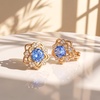 image:imageEVEVIC Austrian Crystal Flower Clip On Earrings for Women 14K Gold PlatedRoyal Blue