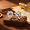 image:imageEVEVIC Austrian Crystal Flower Clip On Earrings for Women 14K Gold PlatedRoyal Blue