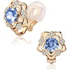 image:imageEVEVIC Austrian Crystal Flower Clip On Earrings for Women 14K Gold PlatedRoyal Blue