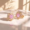image:imageEVEVIC Austrian Crystal Flower Clip On Earrings for Women 14K Gold PlatedPink