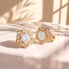 image:imageEVEVIC Austrian Crystal Flower Clip On Earrings for Women 14K Gold PlatedWhite Clear