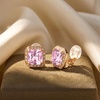 image:imageEVEVIC Austrian Crystal Square Clip On Earrings for WomenPink