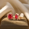 image:imageEVEVIC Austrian Crystal Square Clip On Earrings for WomenRed