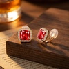 image:imageEVEVIC Austrian Crystal Square Clip On Earrings for WomenRed