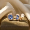 image:imageEVEVIC Austrian Crystal Square Clip On Earrings for WomenRoyal Blue