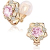 image:imageEVEVIC Austrian Crystal Flower Clip On Earrings for Women 14K Gold PlatedPink