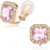 image:imageEVEVIC Austrian Crystal Square Clip On Earrings for WomenPink