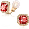 image:imageEVEVIC Austrian Crystal Square Clip On Earrings for WomenRed