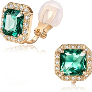 image:imageEVEVIC Austrian Crystal Square Clip On Earrings for WomenGreen