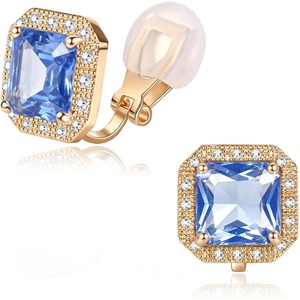 image:imageEVEVIC Austrian Crystal Square Clip On Earrings for WomenRoyal Blue