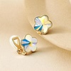 image:imageEVEVIC Austrian Crystal Flower Clip On Earrings for Women 14K Gold PlatedAurora Borealis