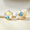 image:imageEVEVIC Austrian Crystal Flower Clip On Earrings for Women 14K Gold PlatedAurora Borealis