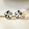 image:imageEVEVIC Austrian Crystal Flower Clip On Earrings for Women 14K Gold PlatedBlack