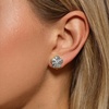 image:imageEVEVIC Austrian Crystal Flower Clip On Earrings for Women 14K Gold PlatedBlack